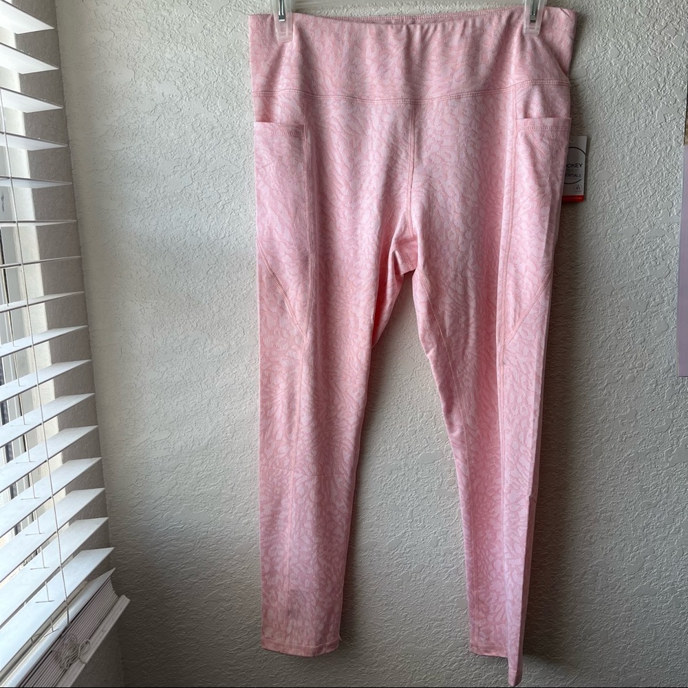 Jockey Jacquard Pink Stretch Moisture Wicking Leggings Women's Size XL